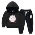 thumbnail image 3 of Hello kitty moda dibujos animados Otoño/Invierno niños suéter con capucha + pantalones casuales niños grandes más ropa gruesa de terciopelo cálido invierno, 3 of 5