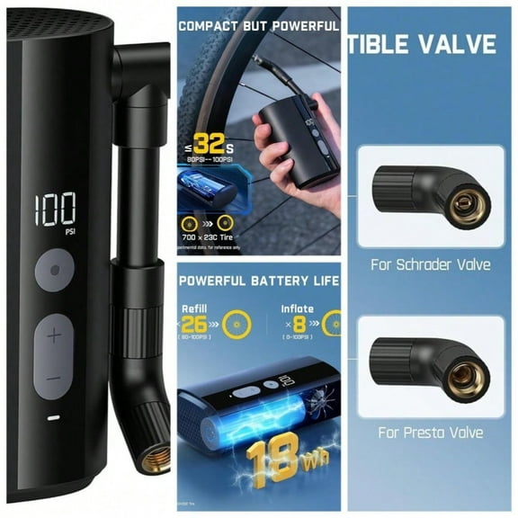 X9 Ace Mini Bike Tire Pump, 32s Fast Inflate Bike Pump with Guage, 150PS