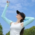 thumbnail image 6 of Women's Cooling Shawl Arm Sleeve with Finger Hole Anti-UV Sun Protection Shrug for Golf & Outdoor Sports Sky Blue, 6 of 9