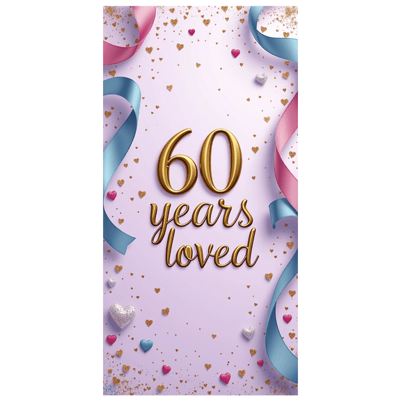 LUUFILx 60th Anniversary Party Backdrop Celebration Banner Decor Photography Props for Milestone Event Background Birthday Decorations Loved Year 60
