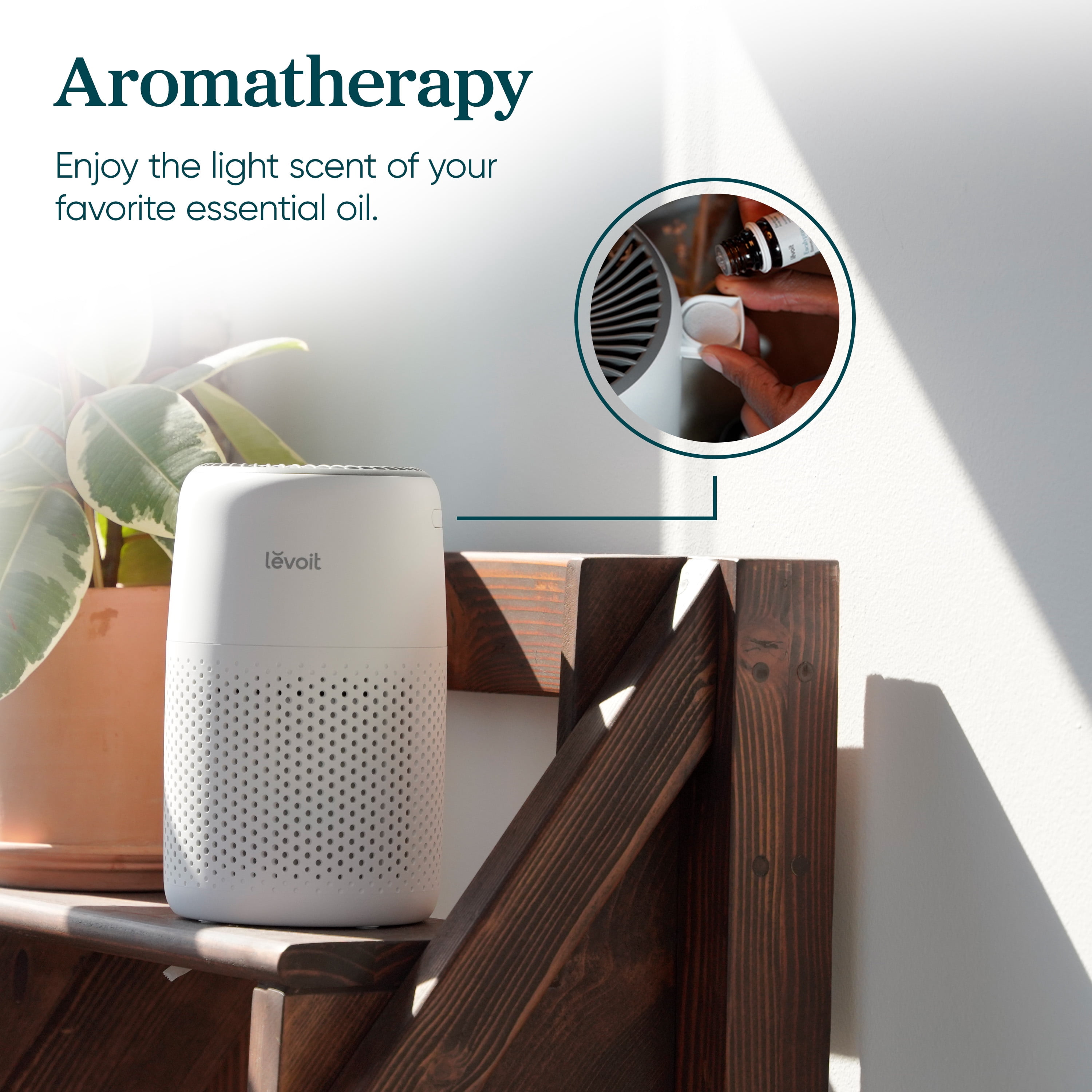 Levoit Core Mini-P 255 Sq Ft 3-Stage Filter Air Purifier with Aromatherapy for Bedroom and Office, White