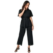 Jessica London Women's Plus Size Stretch Knit Crepe Laser Cut Set