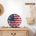 thumbnail image 3 of Dreamtimes Vintage USA Flag Round Wall Clock, 10 Inch Battery Operated Quartz Analog Quiet Desk Clock for Home,Kitchen,Office,School,Bathroom, 3 of 6