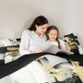 thumbnail image 4 of Homewish Black Gold Stripes Full Size Comforter Sets,Abstract Grunge Bedding Comforter Set,Black Reversible,3 Pieces,1 Comforter and 2 Pillowcases, 4 of 7