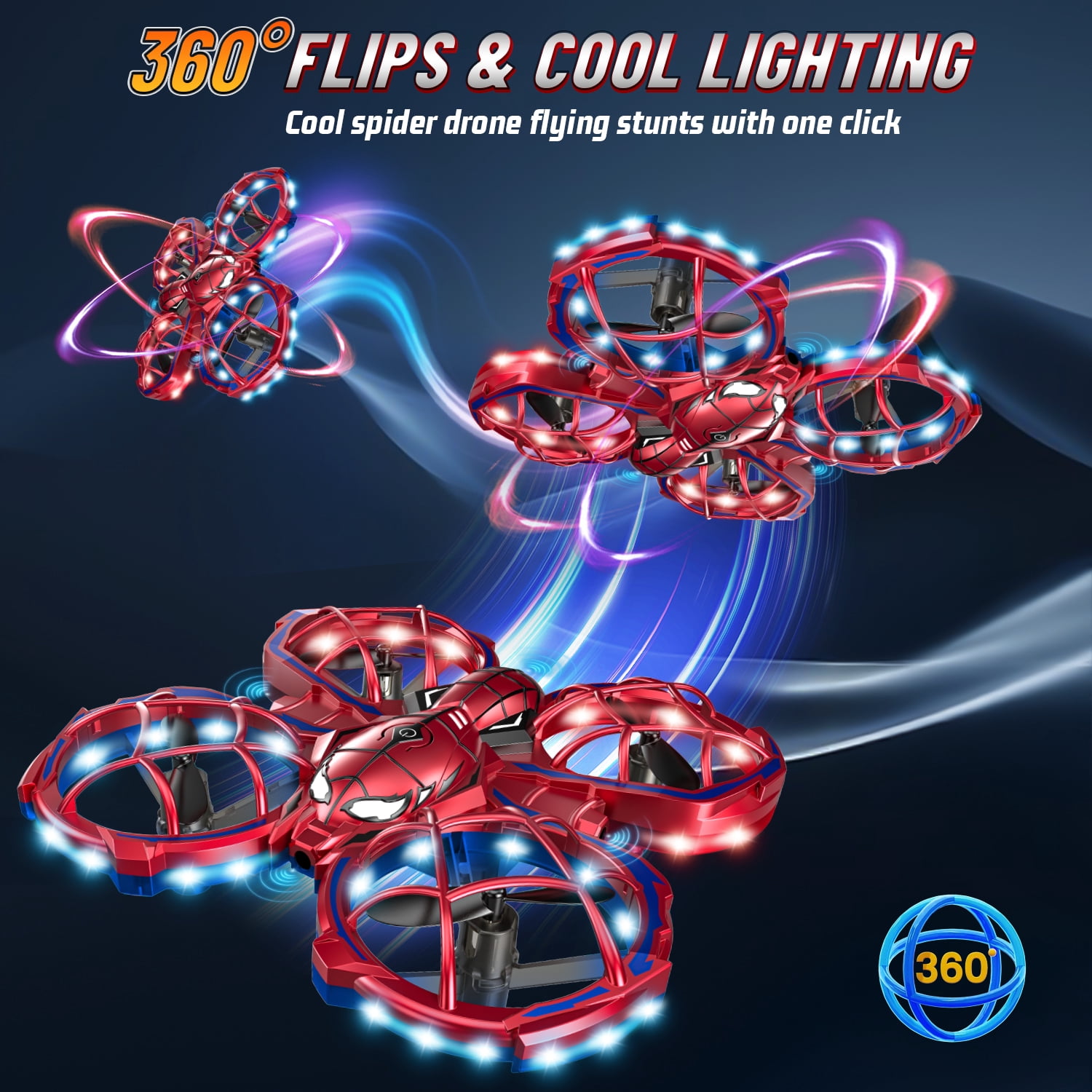 Huge Wave Stunt Drone for Kids, Beginners RC Quadcopter, with LED Light, 360° Roll, Altitude Hold, Birthday Gift for Boys and Girls Aged 6-12