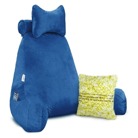 Vekkia Reading and Bed Rest Pillow with Back and Arm Support, Blue