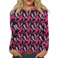 thumbnail image 2 of Lroveb Breast Cancer Awareness Shirts for Women T Reast Support Shirt Pink Ribbon Graphic Tees Purple, 2 of 4