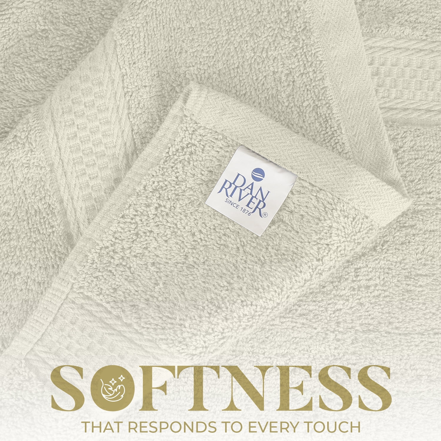 Dan River Bath Towel 4 Pack 27x54 in Ultra Soft Quick Drying Cotton Towel - Ivory