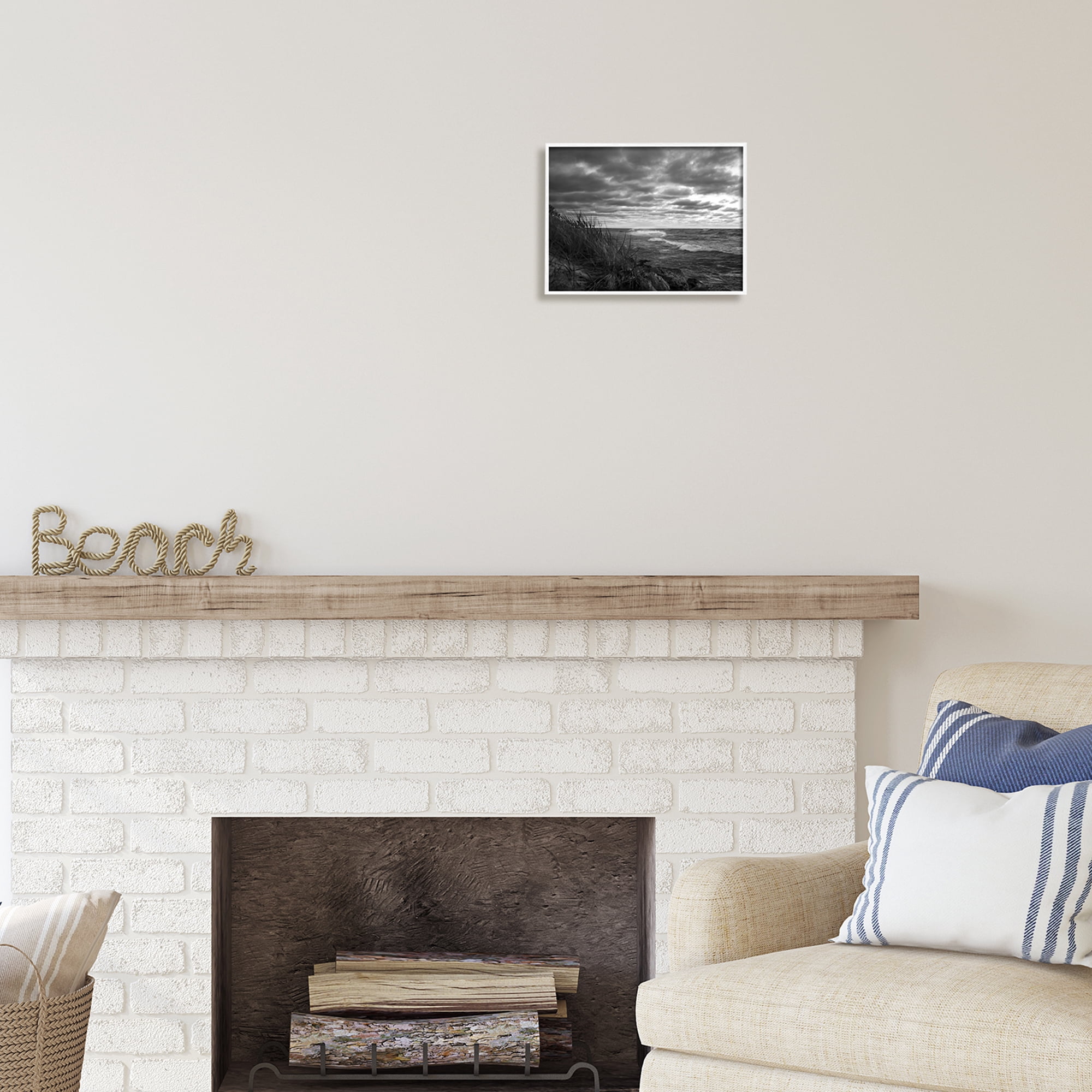 Stupell Industries Stormy Sea Photography Landscape Photography White Framed Art Print Wall Art, 14 x 11