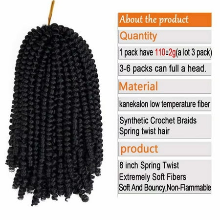 3 Pack Spring Twist Colors Crochet Braids Synthetic Braiding Hair