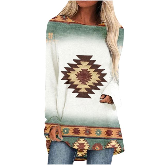 Mujeres Casual Manga larga Cuello redondo Tops Blusa suelta Popular-camisas impresas personalizadas Fridja czfsfas3351
