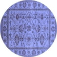 thumbnail image 1 of Ahgly Company Machine Washable Indoor Round Oriental Blue Industrial Area Rugs, 6' Round, 1 of 4