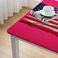 thumbnail image 4 of HAOXIT USA Flag Rectangle Tablecloth, Elastic Fitted Table Covers for square Tables, Decorative Tablecloths for , Camping, , , Several Different Crowds Thin Pink Line 60''x60'', 4 of 7