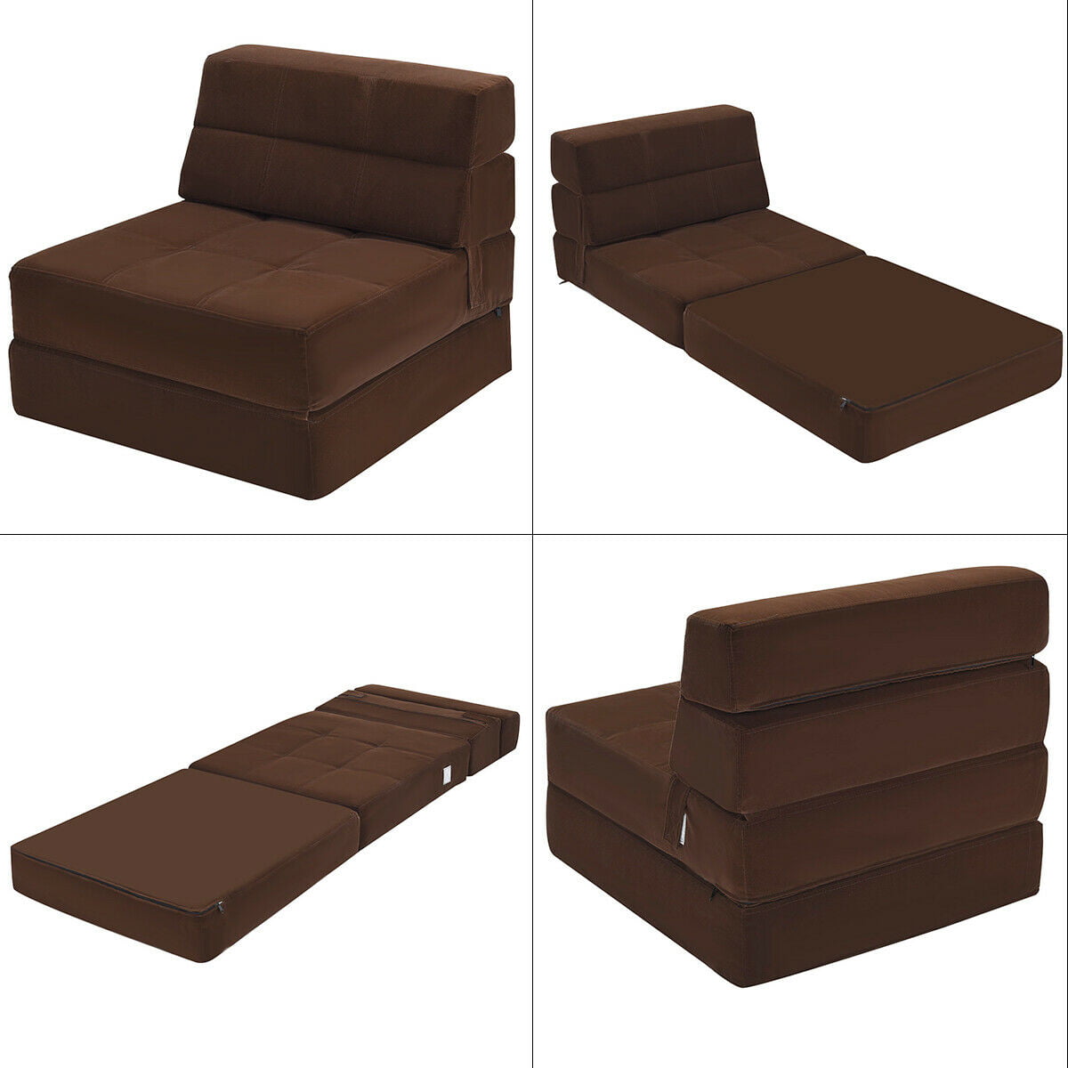 Costway Tri Fold Fold Down Chair Flip Out Lounger Convertible Sleeper Bed Couch Dorm Walmart Com Walmart Com