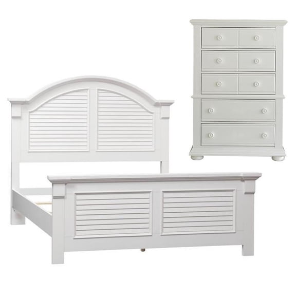 Home Square 2-Piece Set with Summer House Queen Panel Bed & 5-Drawer Chest