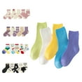 thumbnail image 2 of WOLLED Boys Girls Soft Cotton Socks Kids Warm Socks Toddler Solid Color Mid-Calf Socks 5 Pairs for 1-12Y, 2 of 8