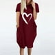 thumbnail image 1 of Puntoco Vestido De Manga Corta Con Cuello En V, Vestido Casual Suelto Con Estampado De Amor Para Mujer Burdeos Xl, 1 of 5