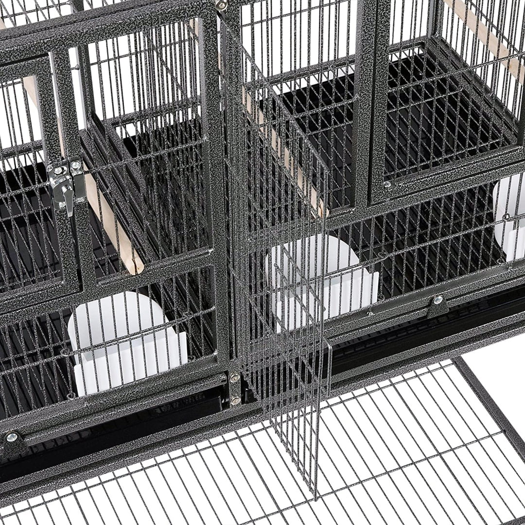 Single Stackable Sturdy Wrought Center Divider Breeder Birds Parrots Breeding Cage With Side Nesting Box Doors