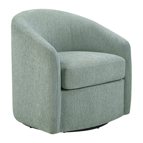 Bella Swivel Barrel Chair in Blue Mist Fabric