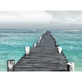 thumbnail image 2 of Villa, Mlli 24x19 Black Ornate Wood Framed with Double Matting Museum Art Print Titled - Centered Dock At Sea Recolor, 2 of 4