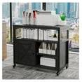 thumbnail image 2 of Farmhouse Printer Stand with Storage, Rolling Printer Cabinet with Shelves, Station, Wheels, and File Cabinet for Home Office Storage (Black), 2 of 8