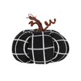 thumbnail image 2 of Clearance Sale | Soft Velvet Pumpkin Throw Pillow Decor, Stripe Plush Stuffed Pumpkin for Fall Bedroom and Living Room, Black, 2 of 7