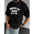 thumbnail image 2 of Brooklyn New York EST. 1631 Graphic Print T-Shirt for Men - Polyester Blend Casual Crew Neck Tee with Slight Stretch, Summer Knit Fabric Top by MBDMBD, 2 of 10