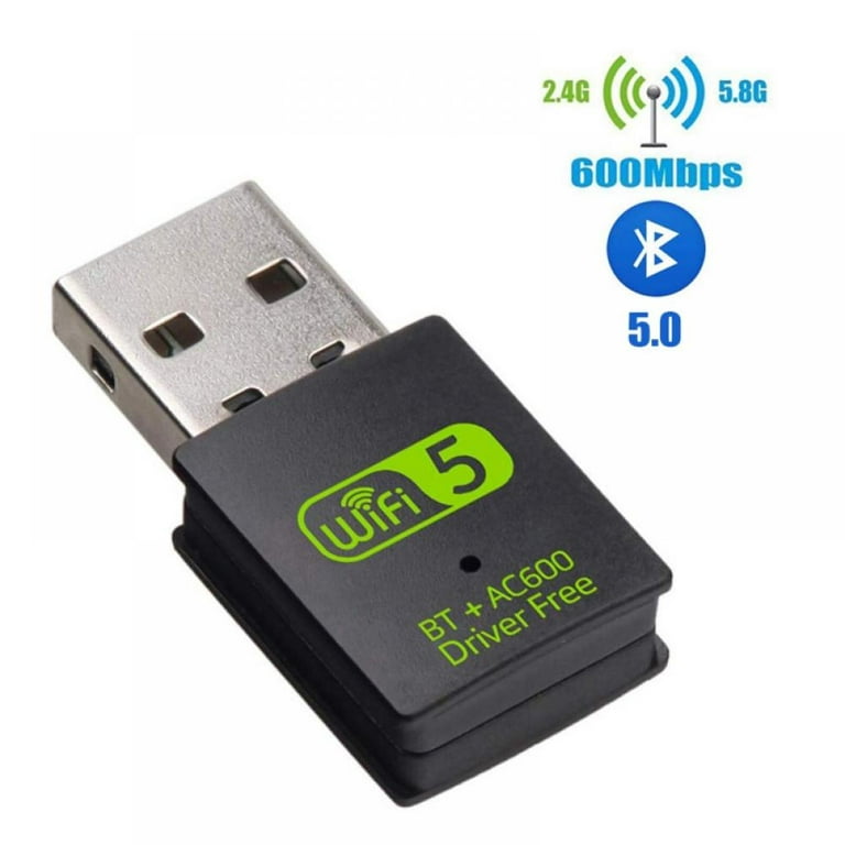 USB WiFi Bluetooth Adapter, 600Mbps Dual Band 2.4/5Ghz Wireless Network External Receiver, WiFi Dongle for PC/Laptop/Desktop - Walmart.com