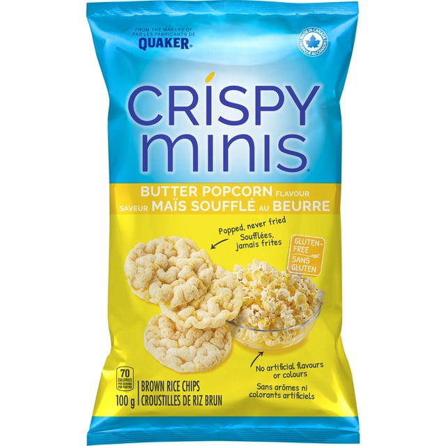 Quaker Crispy Minis Brown Rice Chips Butter Popcorn