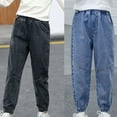 thumbnail image 5 of Atogsazn Children's Girls Jeans Kids Casual Elastic Waist Denim Pants Full Lenght Solid Color Pants for Child 08-Black 12 Years on Clearance, 5 of 5