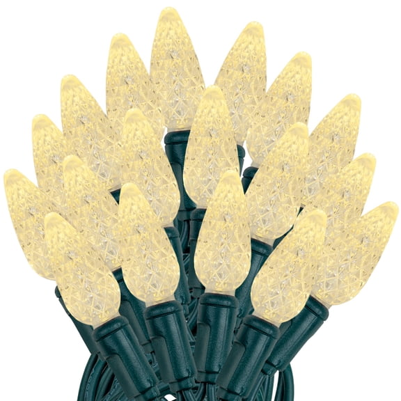 Novelty Lights Warm White C6 LED Christmas String Lights 70 Strawberry Bulbs (Green Wire, 24 Feet)