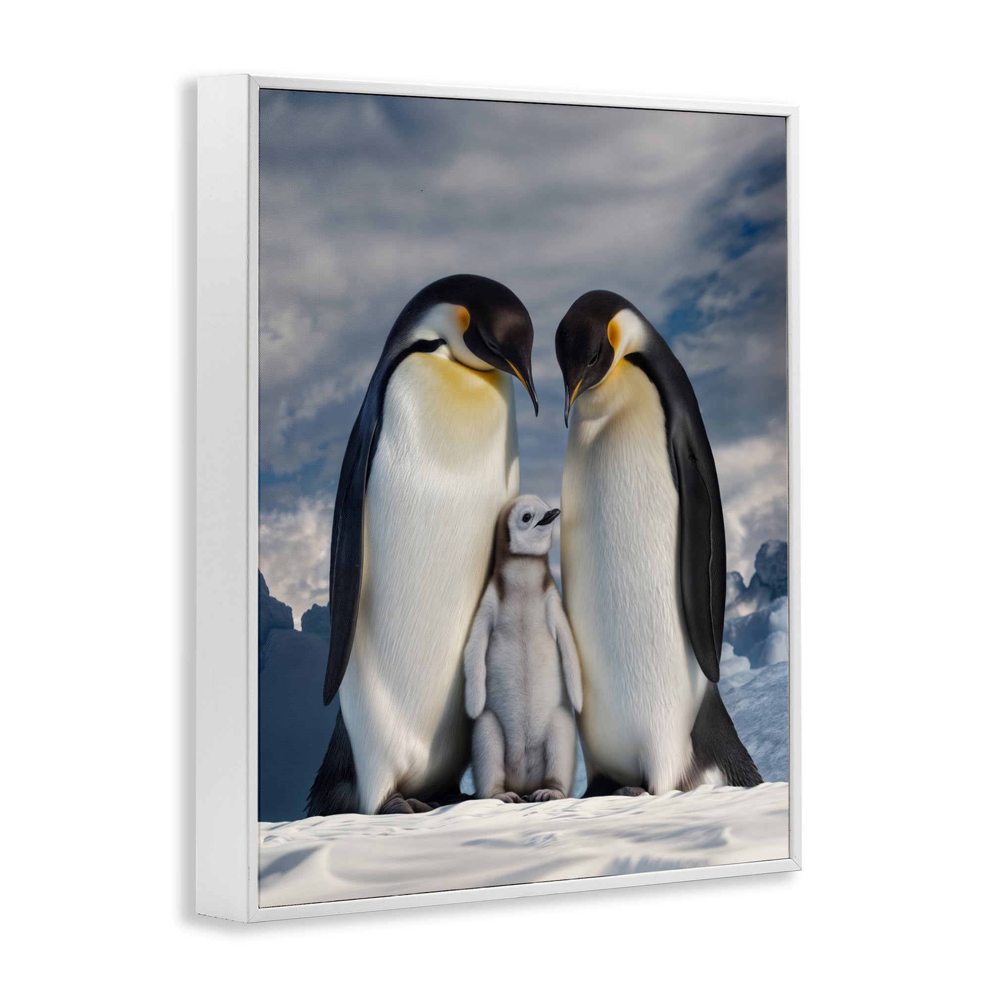 Stupell Industries Penguins In The Wild White Framed Giclee Art, design by Scott Stulberg