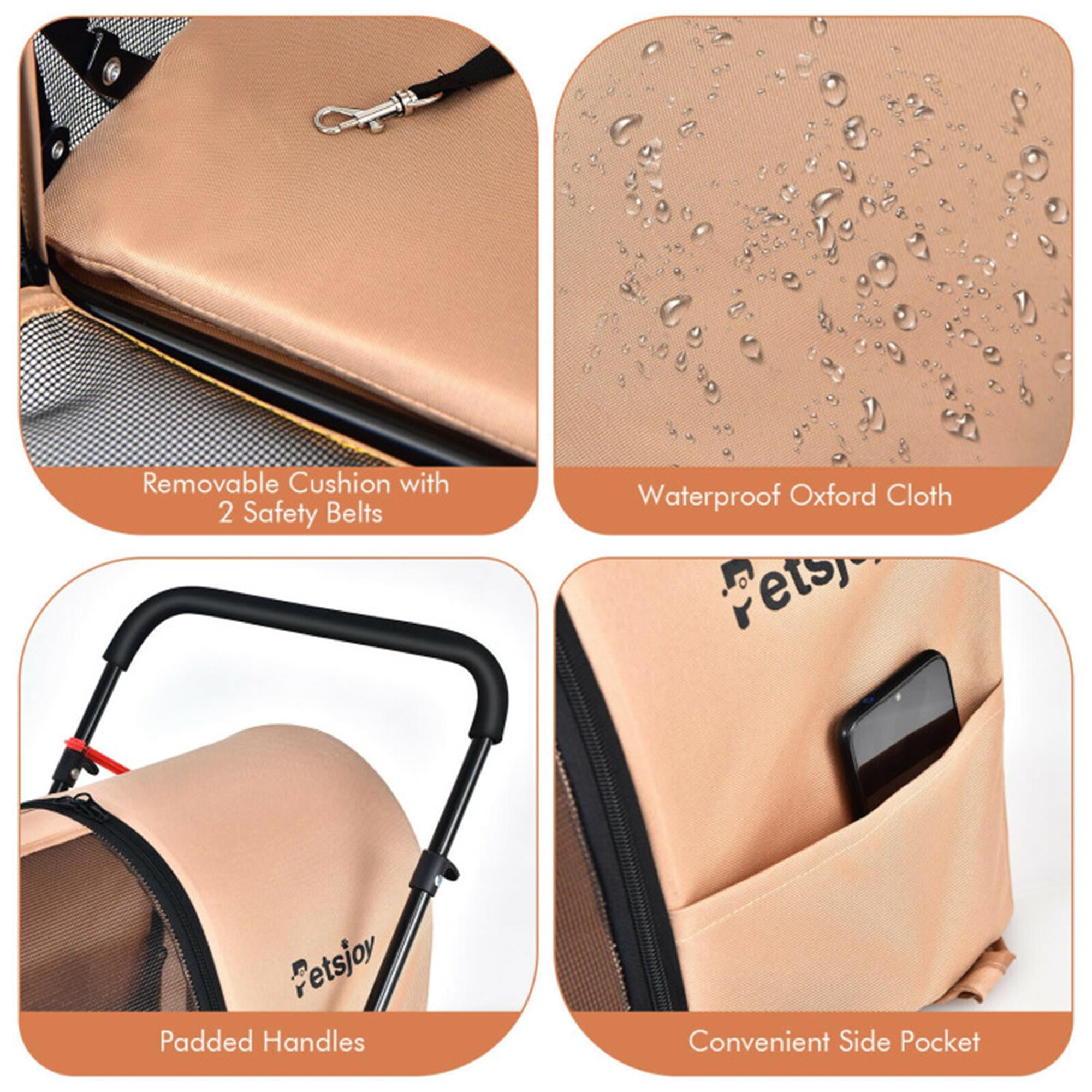 Pefilos 41" Double Pet Stroller Dog Cat Cage Jogger Stroller, 4-in-1 Travel Foldable Carrier Puppy Stroller with Detachable Carriers and Travel Carriage, Beige Pefilos 41" Double Pet Stroller Dog Cat Cage Jogger Stroller, 4-in-1 Travel Foldable Carrier Puppy Stroller with Detachable Carriers and Travel Carriage, Beige