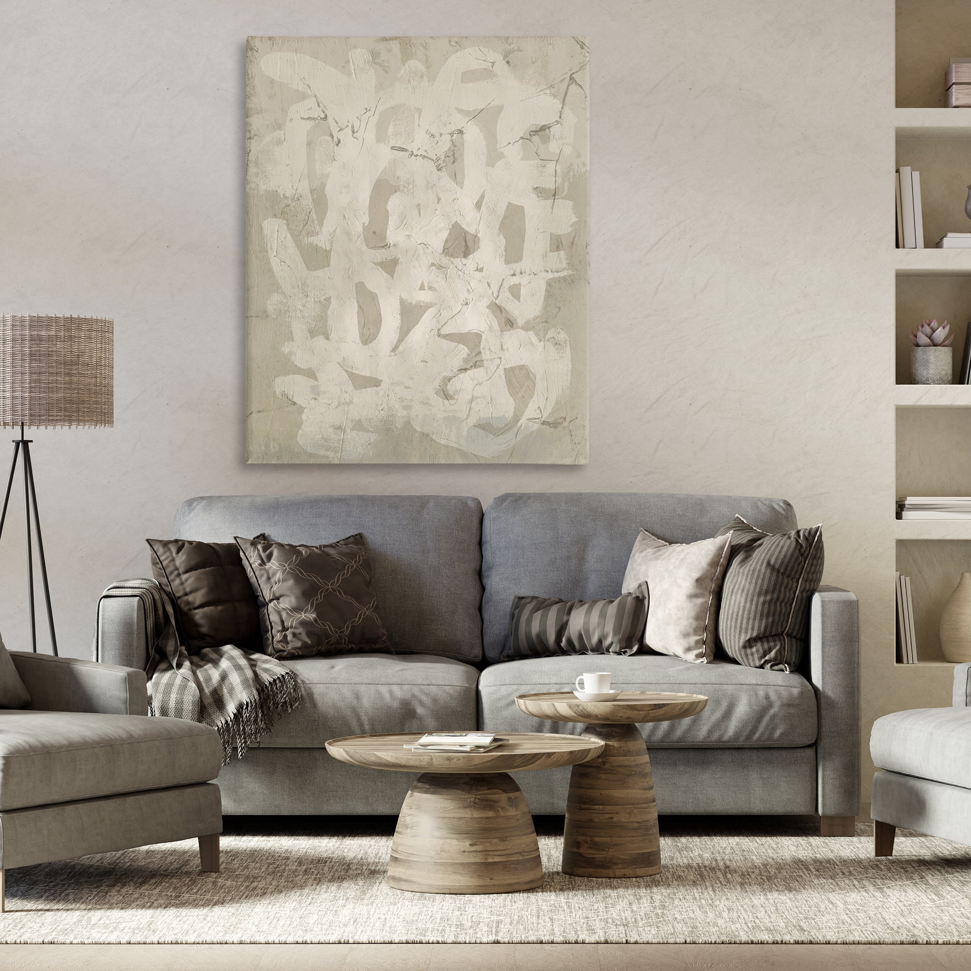 Stupell Industries Neutral Scribble Pattern Abstract Painting Gallery Wrapped Canvas Art Print Wall Art, 36 x 48