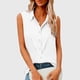 thumbnail image 2 of Mujeres de Verano Tank Tops Suelto Ajuste Solapa Botón Delantero sin Mangas Blusa Imitación Lino Casual, Verano Manga Larga Tops para Mujeres, 2 of 7