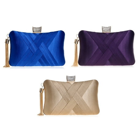Fashionable Women s Clutch Water Diamond Evening Dress Ball Party Handbag Crossbody Wallet Chain Bag - Purple+Blue+Apricot