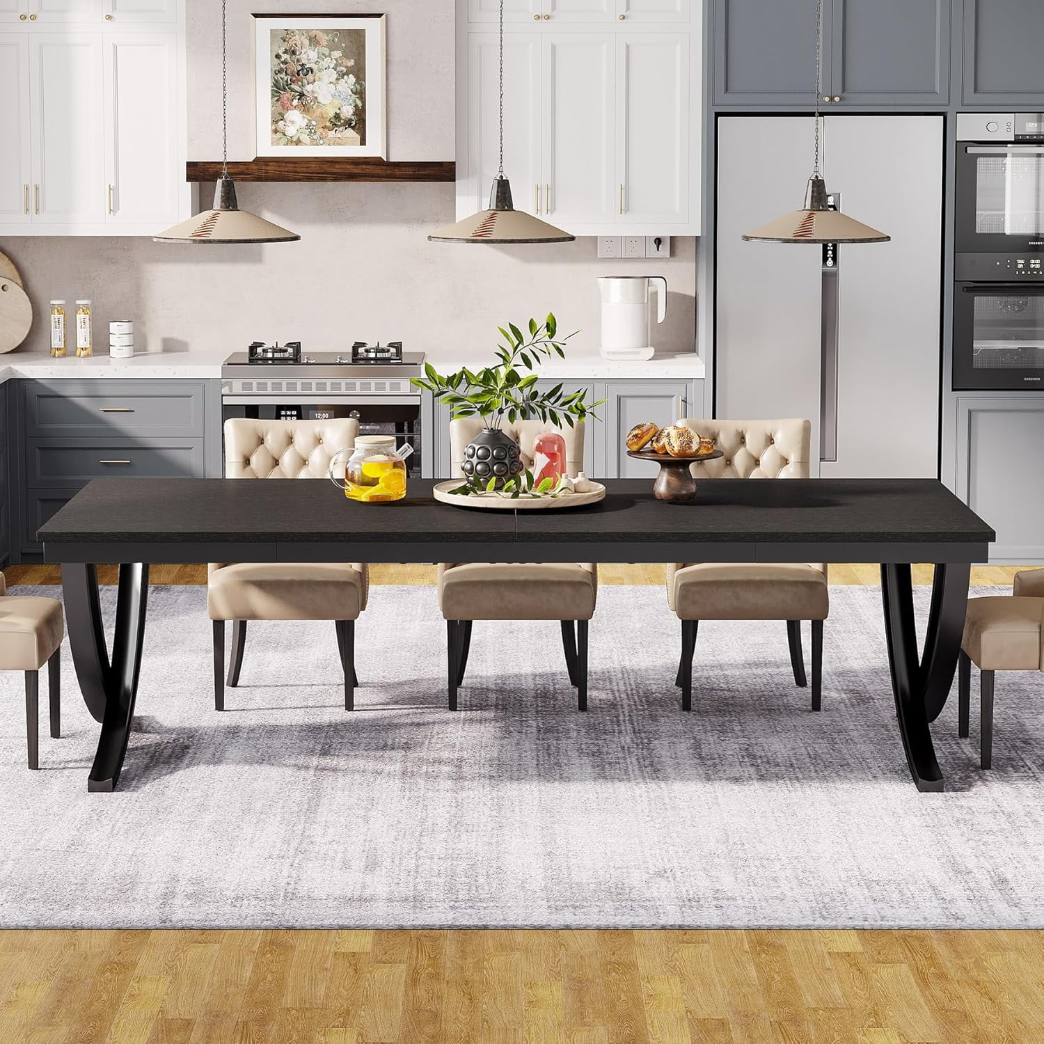 Tribesigns Dining Table for 6-8 People, 78 inch Large Wood Farmhouse Dinner Table with Heavy Duty Metal Legs and Wooden Top (Only Table)