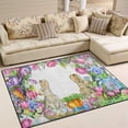 thumbnail image 2 of SKYSONIC Lightweight Soft Area Rugs Spring Watercolor Frame with Easter Bunnies Floor Mat for Kids Playing Room Hardwood Floor Living Room 80x58 inchNursery Rugs, 2 of 6