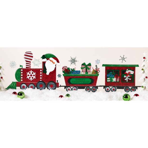 HOLIDAY TIME BUILD A TRAIN WALL ART, 39 X 27.5 INCH