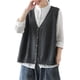 thumbnail image 4 of Qarigey Suéteres Chaleco Cuello en V Gris oscuro Sin mangas Pecho Chaleco Ropa Mujeres Damas Niñas Primavera Vestir Accesorio Camisetas sin mangas, 4 of 6