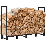 Koutemie 8Ft Outdoor Firewood Rack Holder for Fireplace Wood Storage, Adjustable Fire Log Stacker Stand, Black