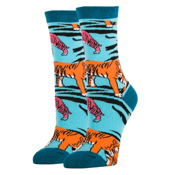 Oooh Yeah Women's Funny Novelty Crew Socks, Tigerism, Colorful Fashion Dress Socks