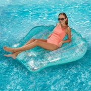 Play Day Inflatable Glitter Seashell Pool Float, Blue