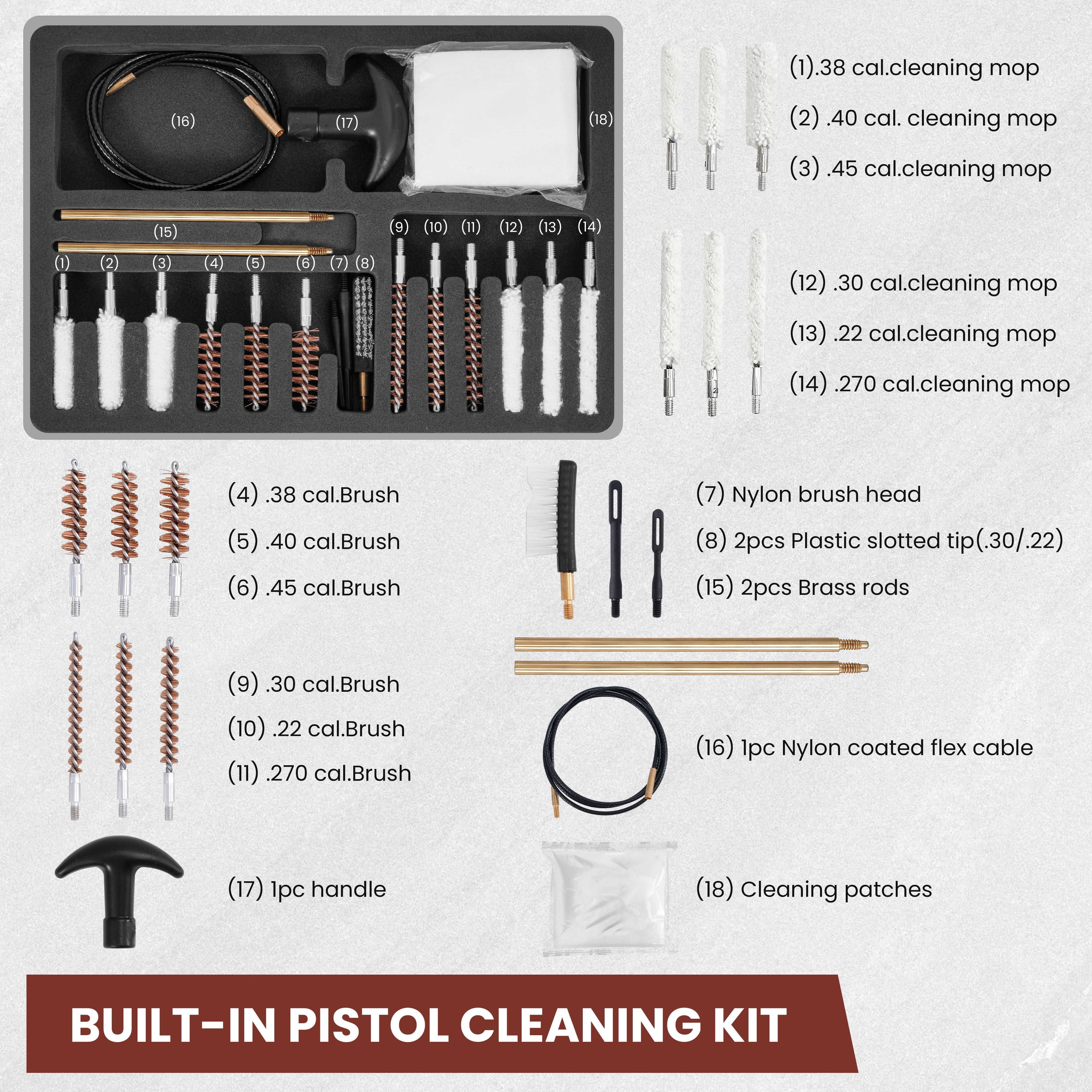Kinghardcase All-in-One Hard Pistol Case with Cleaning Kit – Waterproof Gun Case for Handguns, Impact-Resistant Handgun Storage Case for the Range and Travel, Fits Most Pistols