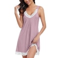 thumbnail image 4 of 2026 Women's Soft V Neck Nightdresses Comfortable Lightweight Nighties Nightshirt Breathable Lounge Wear Sleep Shirts for Daily Relax by Gbobgt Dark blue S, 4 of 6
