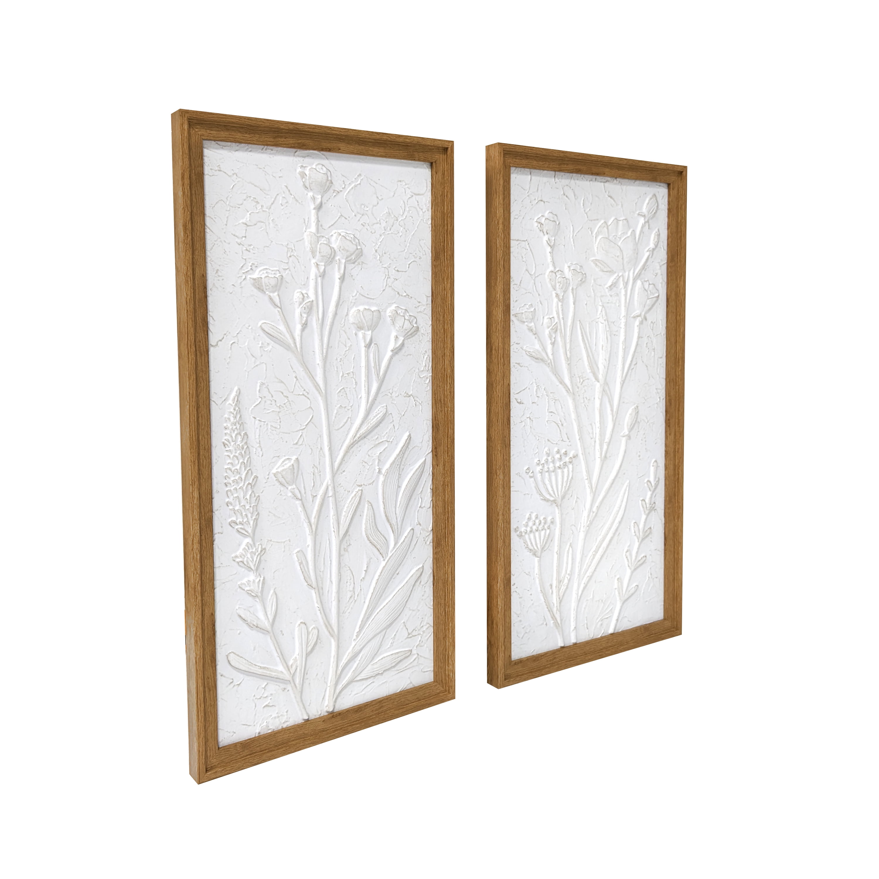 Harbortown White Floral Framed Art Print Set of 2, 10" x 20"