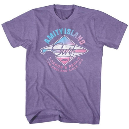 Repair Tee - Jaws- Amity Island Surf Board Repair Apparel T-Shirt - Purple