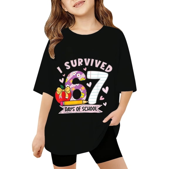 Shadoumai 100 Days of School Shirt Kids Toddler Kindergarten Shirts Girls Happy 100th Day of School Celebration Gifts Tops