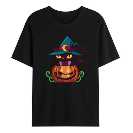

Simplmasygenix Graphic Pumpkin Tops for Women Men Casual Fashion Round Neck Festival Pullover Print T-Shirt Short Sleeve Tops