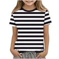 thumbnail image 1 of Zpanxa T Shirts for Girls Solid Color Round Neck Loose Fit Print Pattern Top Polyester Spandex 4-5 Years, 1 of 5